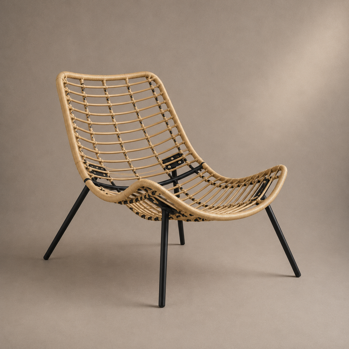 Fauteuil avec repose-pieds en osier naturel