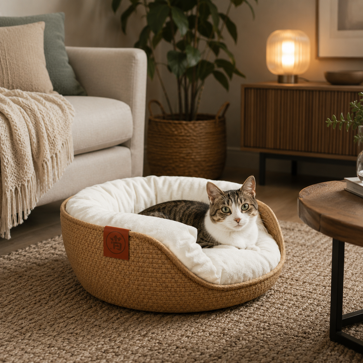 Panier pour chat en osier design