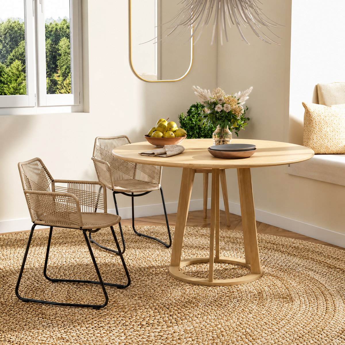 Lot de 2 chaises d'intérieur en osier style bohème