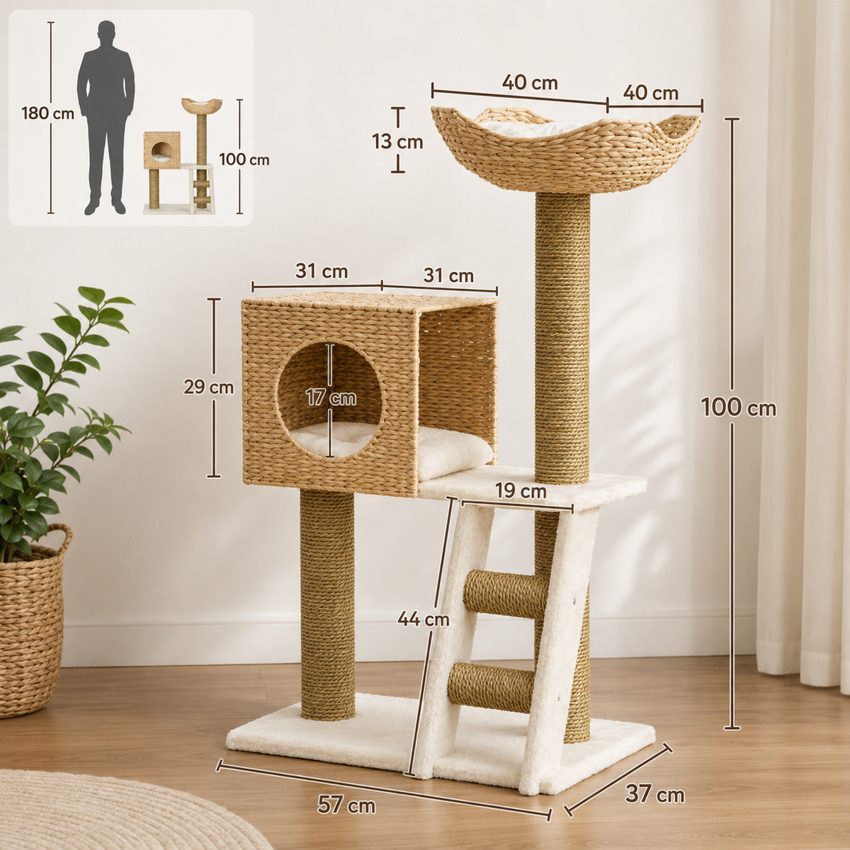 Lit pour chat en osier tour spécial griffoir