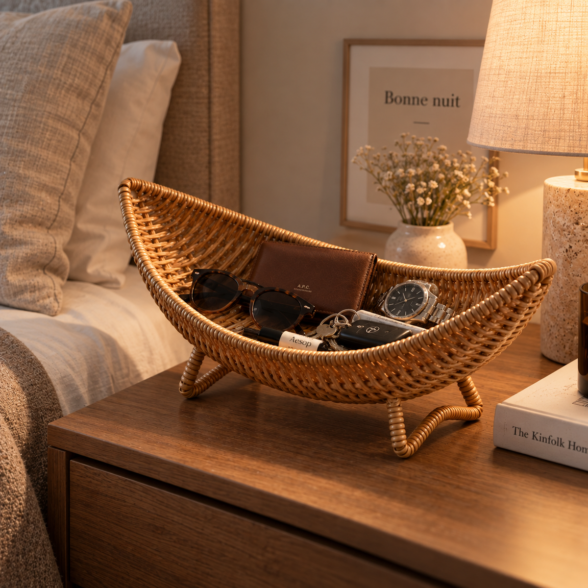 Panier de rangement en osier sur-pieds – vue 11