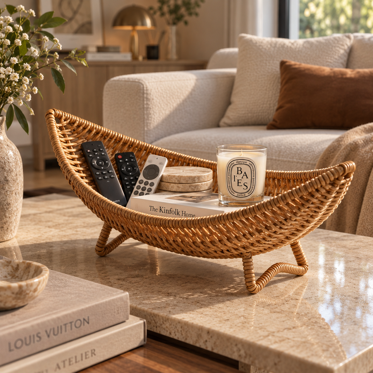 Panier de rangement en osier sur-pieds – vue 7
