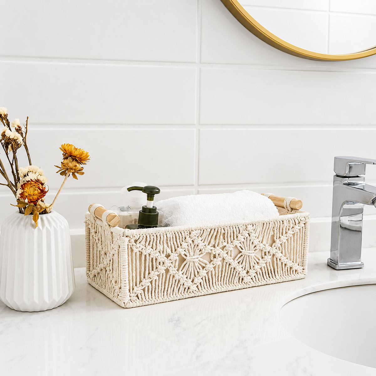 Panier rangement en osier scandinave