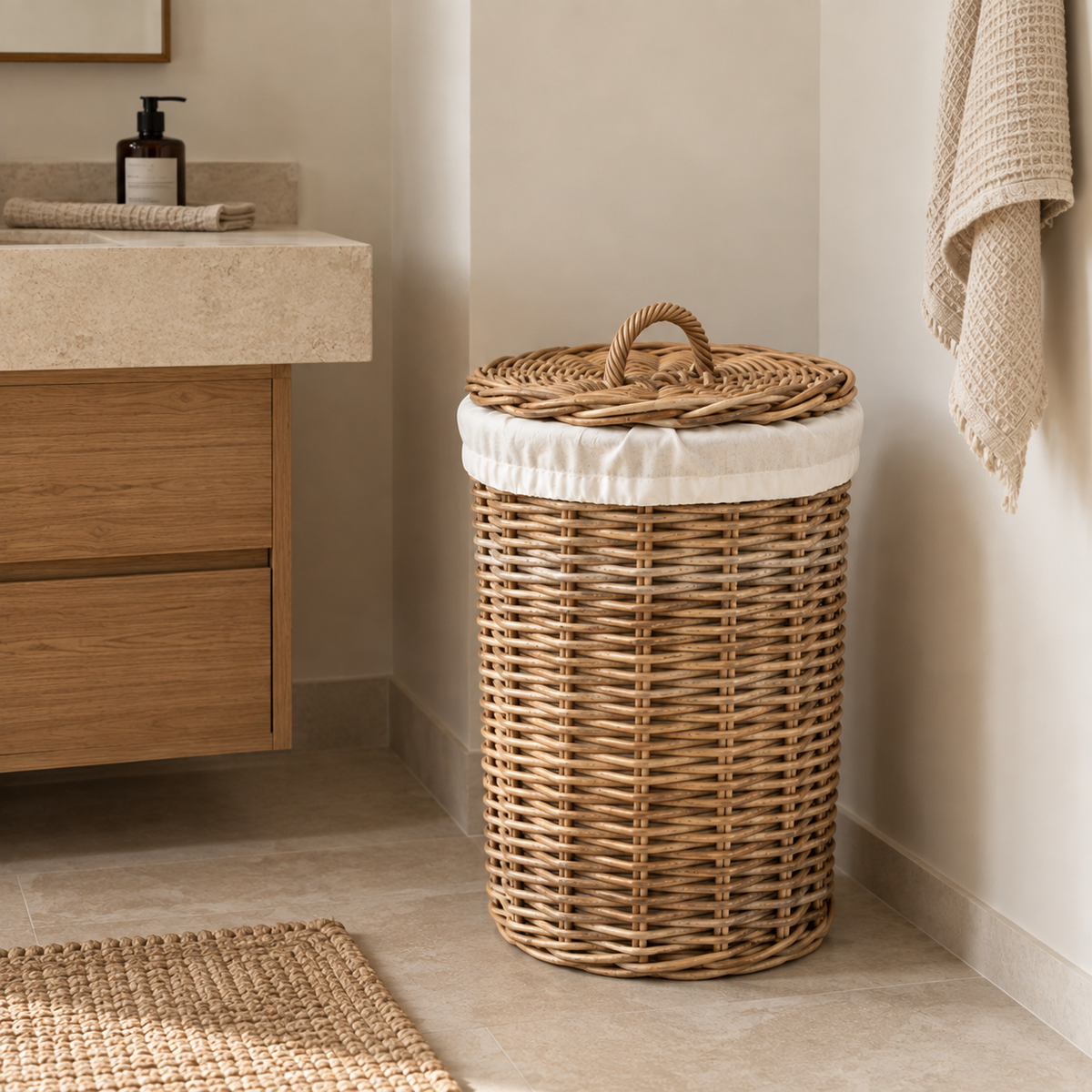 Panier à linge en osier tressé – vue 7
