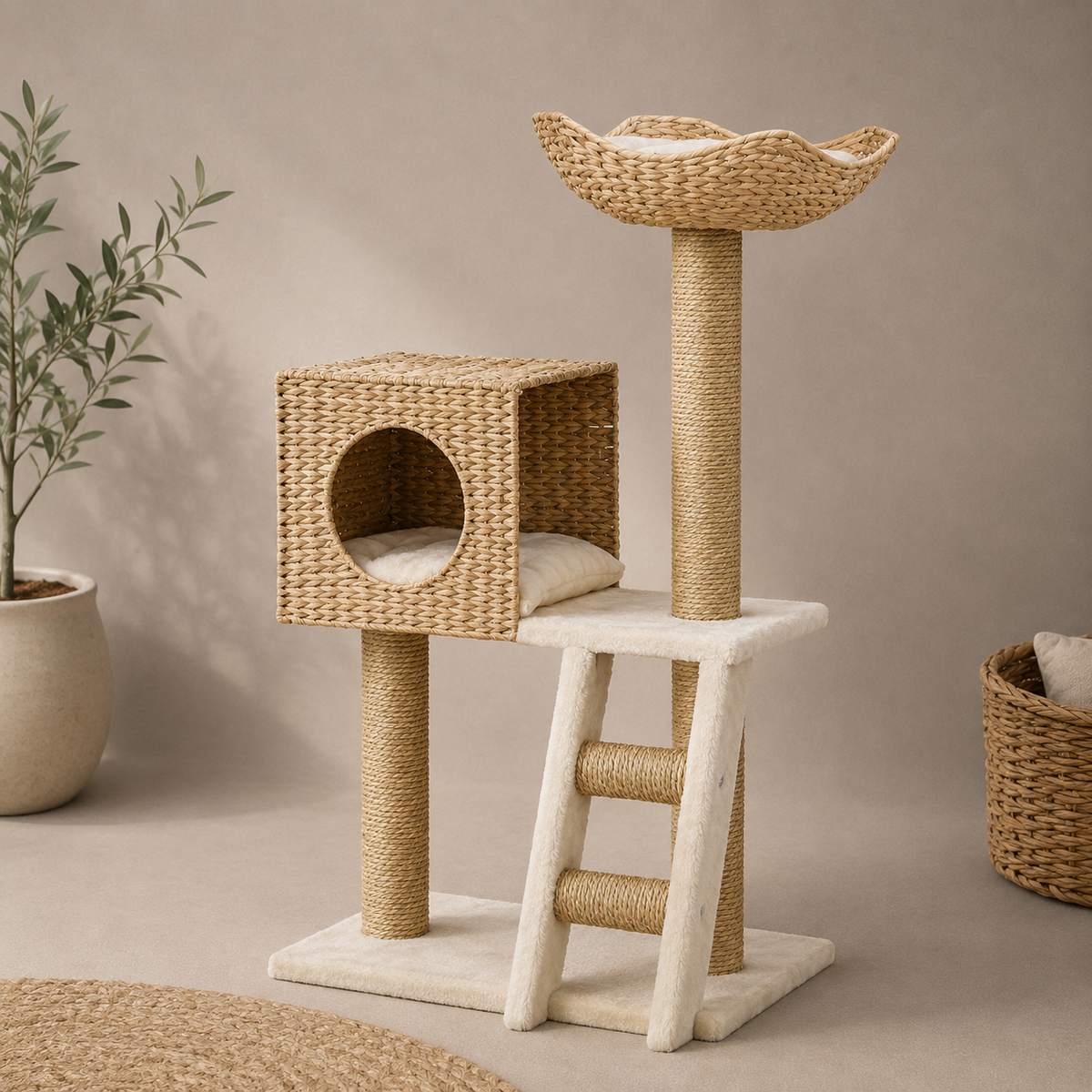 Lit pour chat en osier tour spécial griffoir