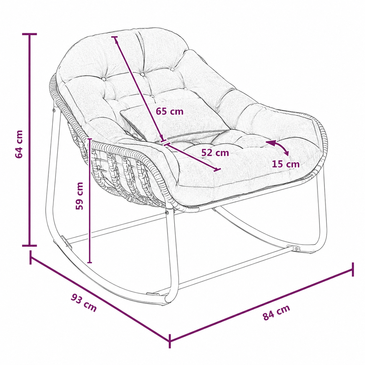Fauteuil Papasan en osier – vue 8