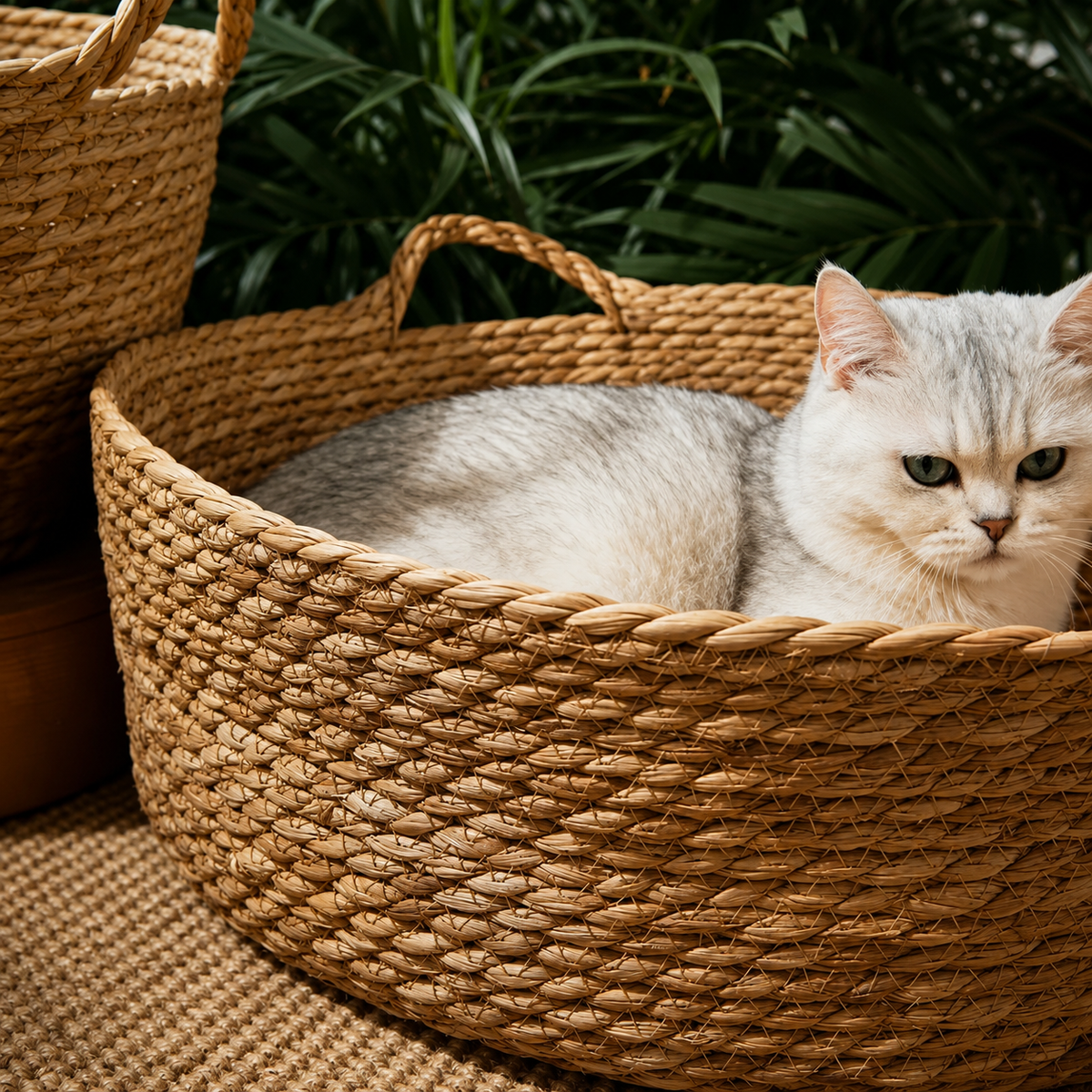 Panier pour chat en osier avec matelas