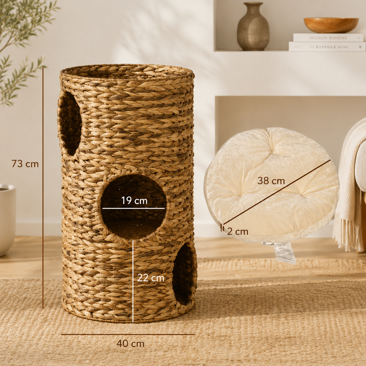 Tour pour chat en osier seagrass