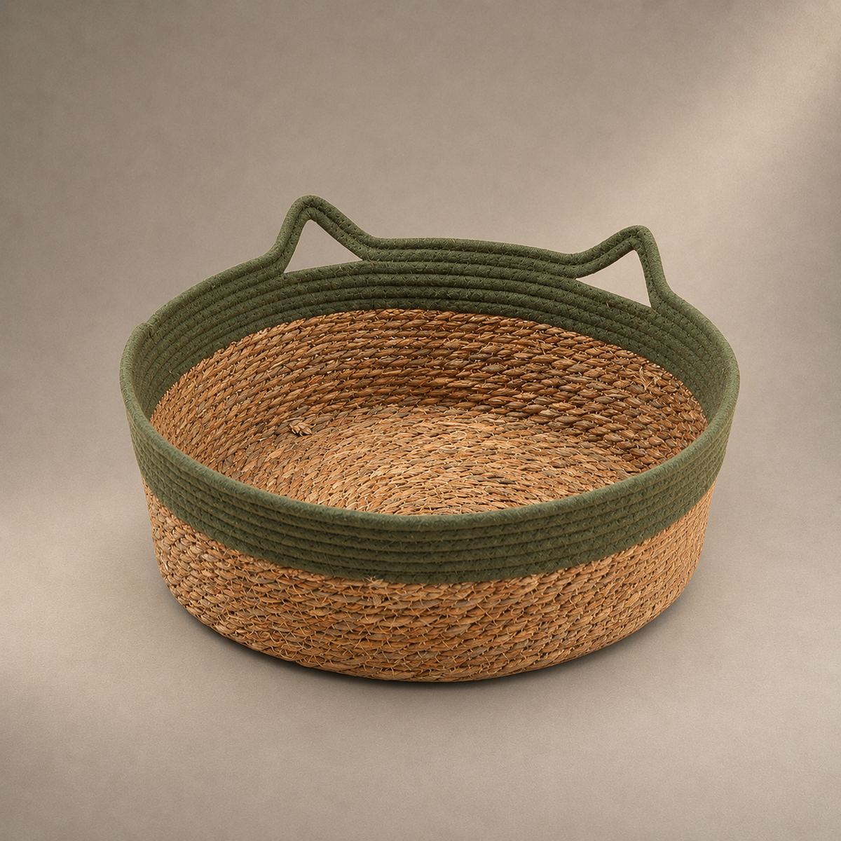 Panier pour chat en osier coton vert