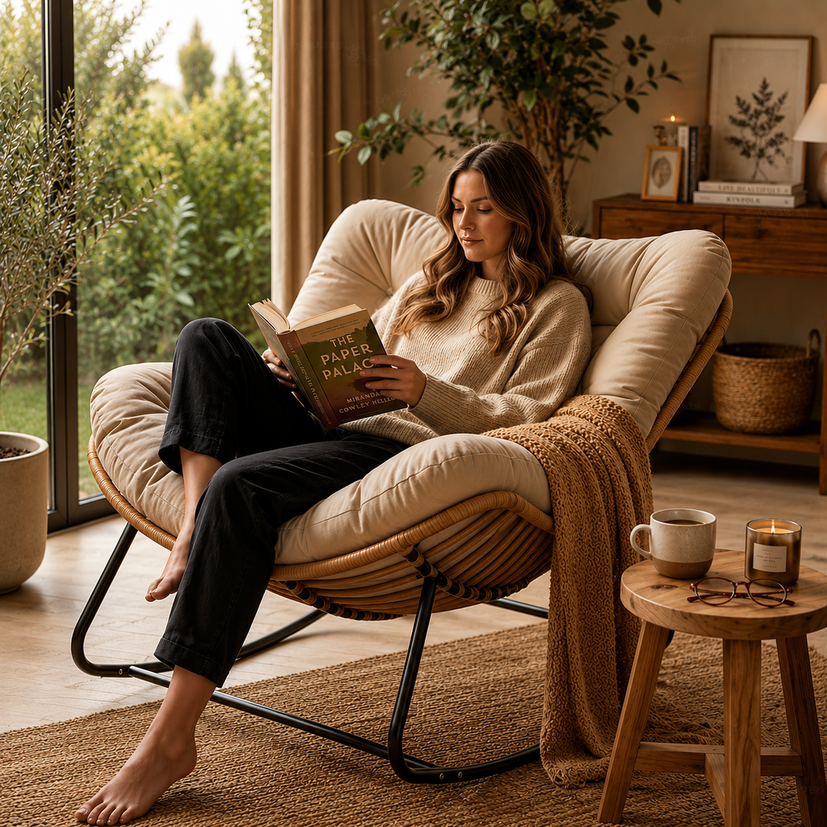 Chaise longue d'extérieur en osier toutes saisons