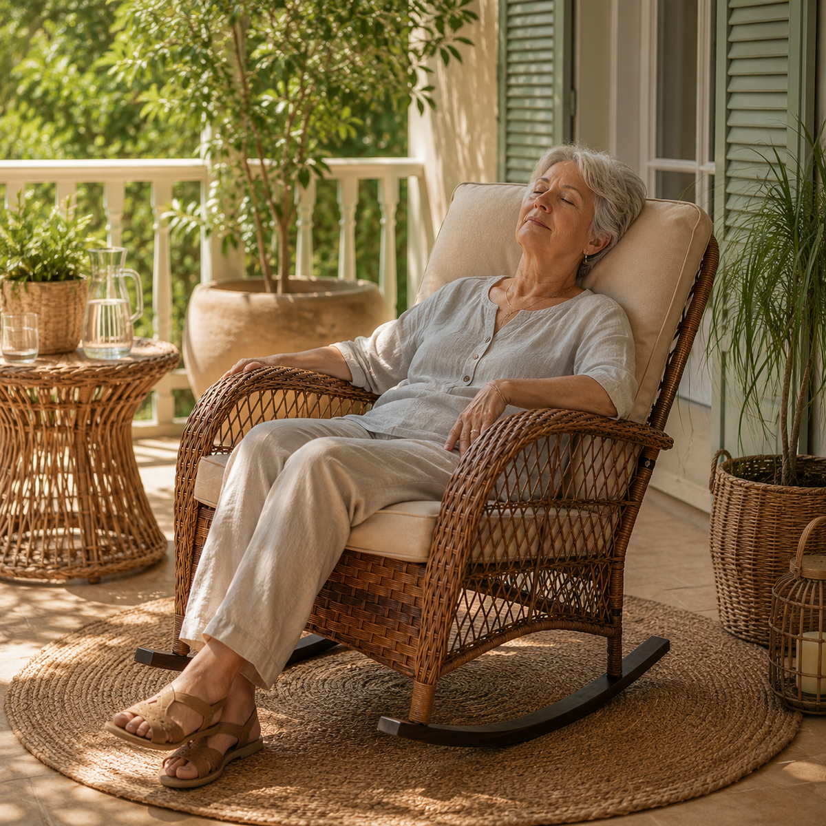 Fauteuil d'extérieur en osier pour patio et piscine