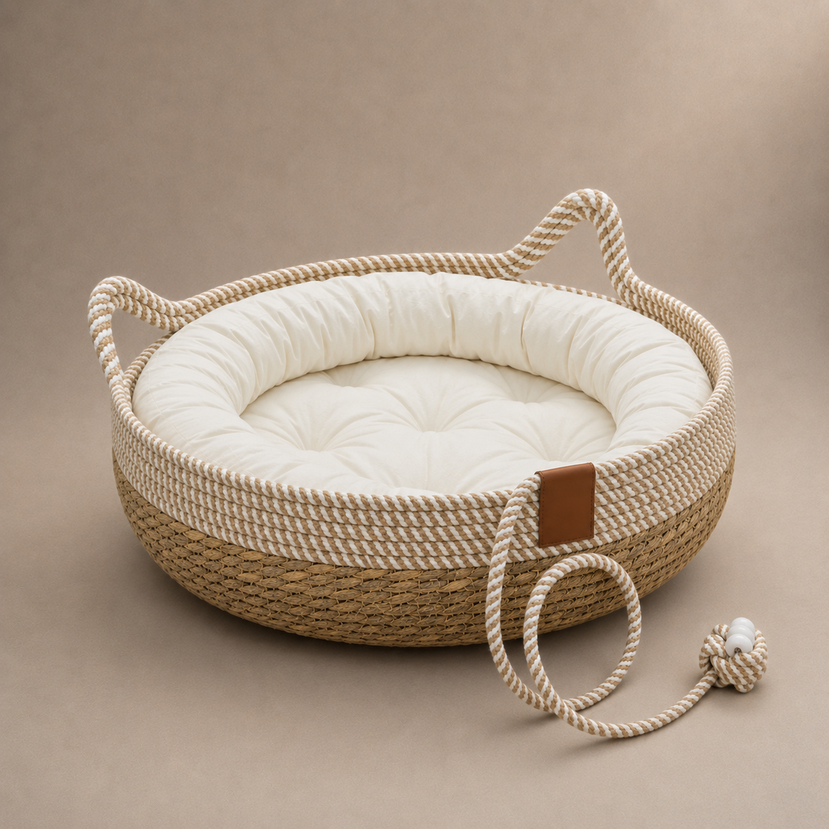 Panier pour chat en osier style oreille de chat