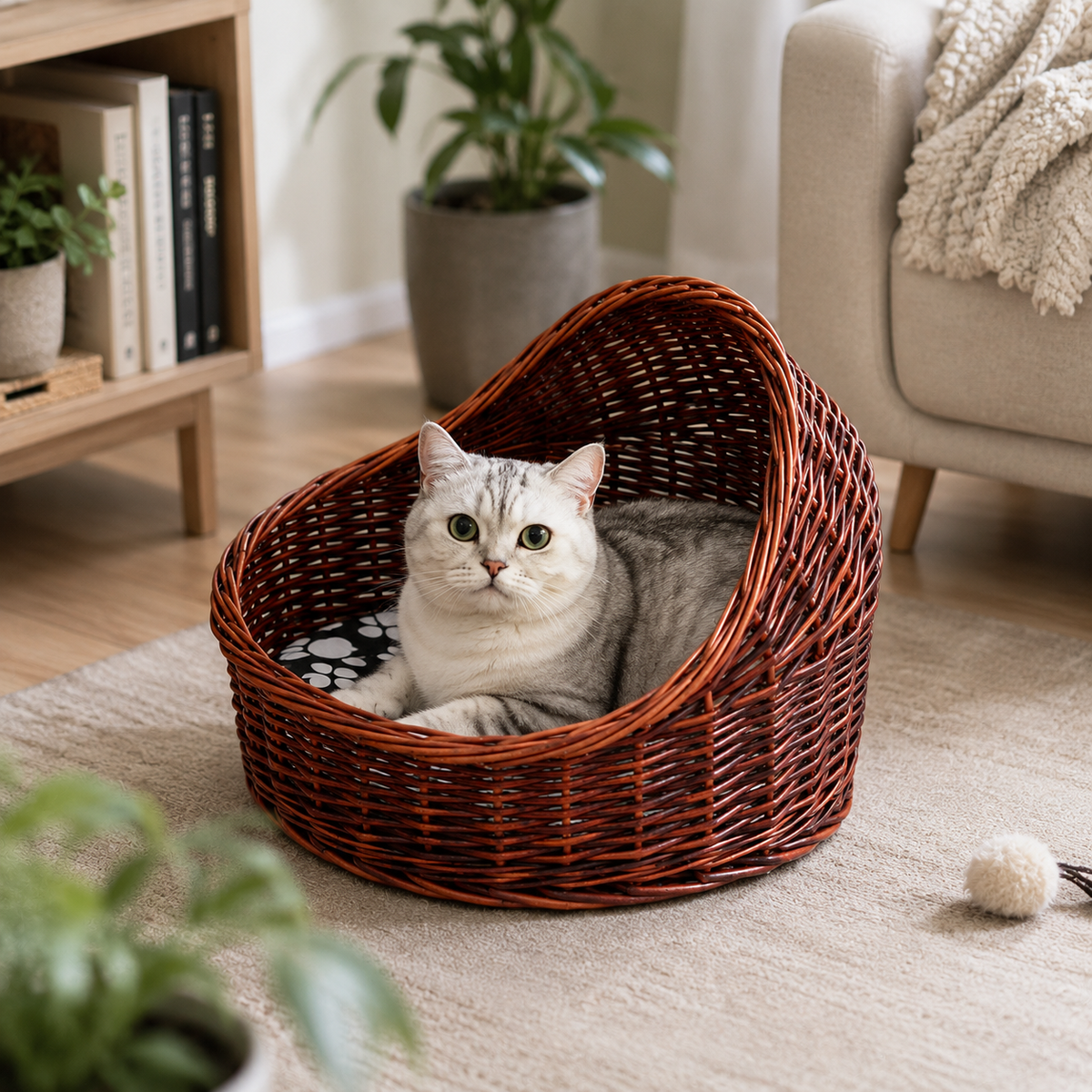 Panier pour chat en osier grande taille