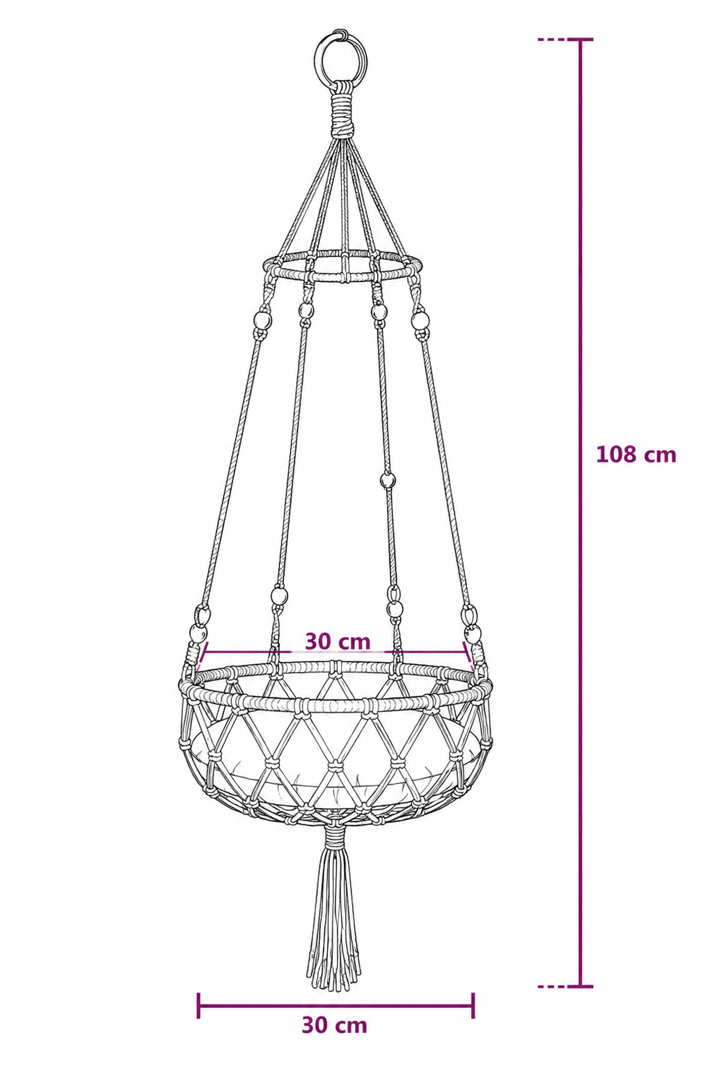 Panier suspendu pour chat en osier et coton tressé