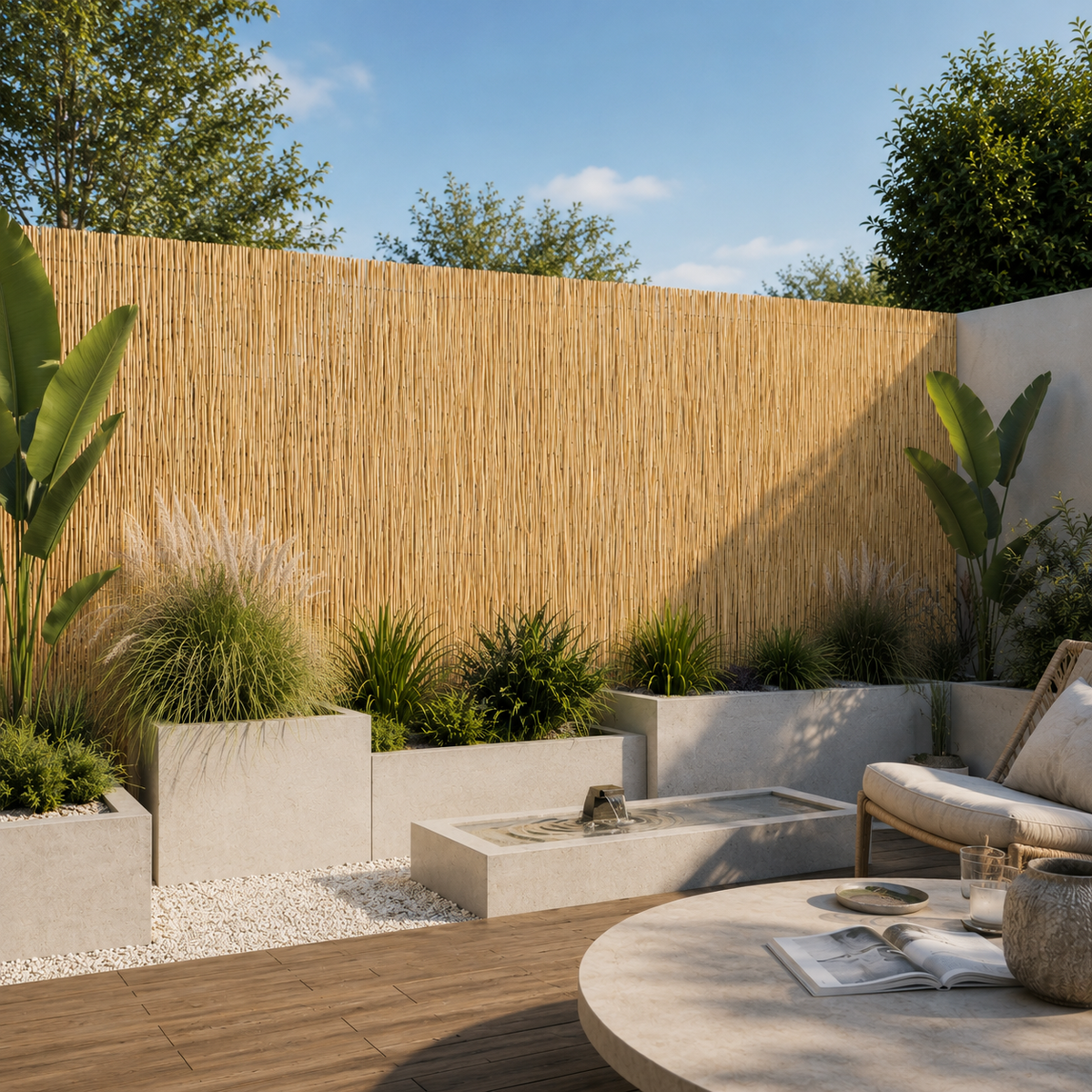 Canisse en osier naturelle H.1,6m x L.6m pour Balcon, Clôture, Terrasse, Pergolas