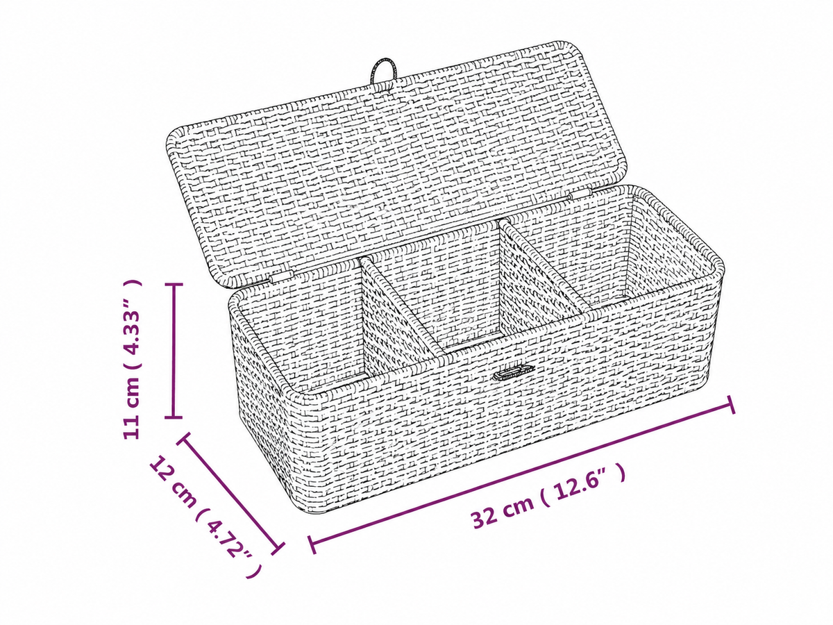 Panier rangement en osier avec compartiment