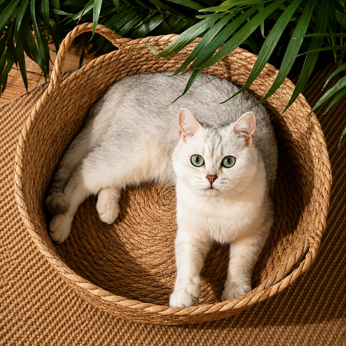 Panier pour chat en osier avec matelas