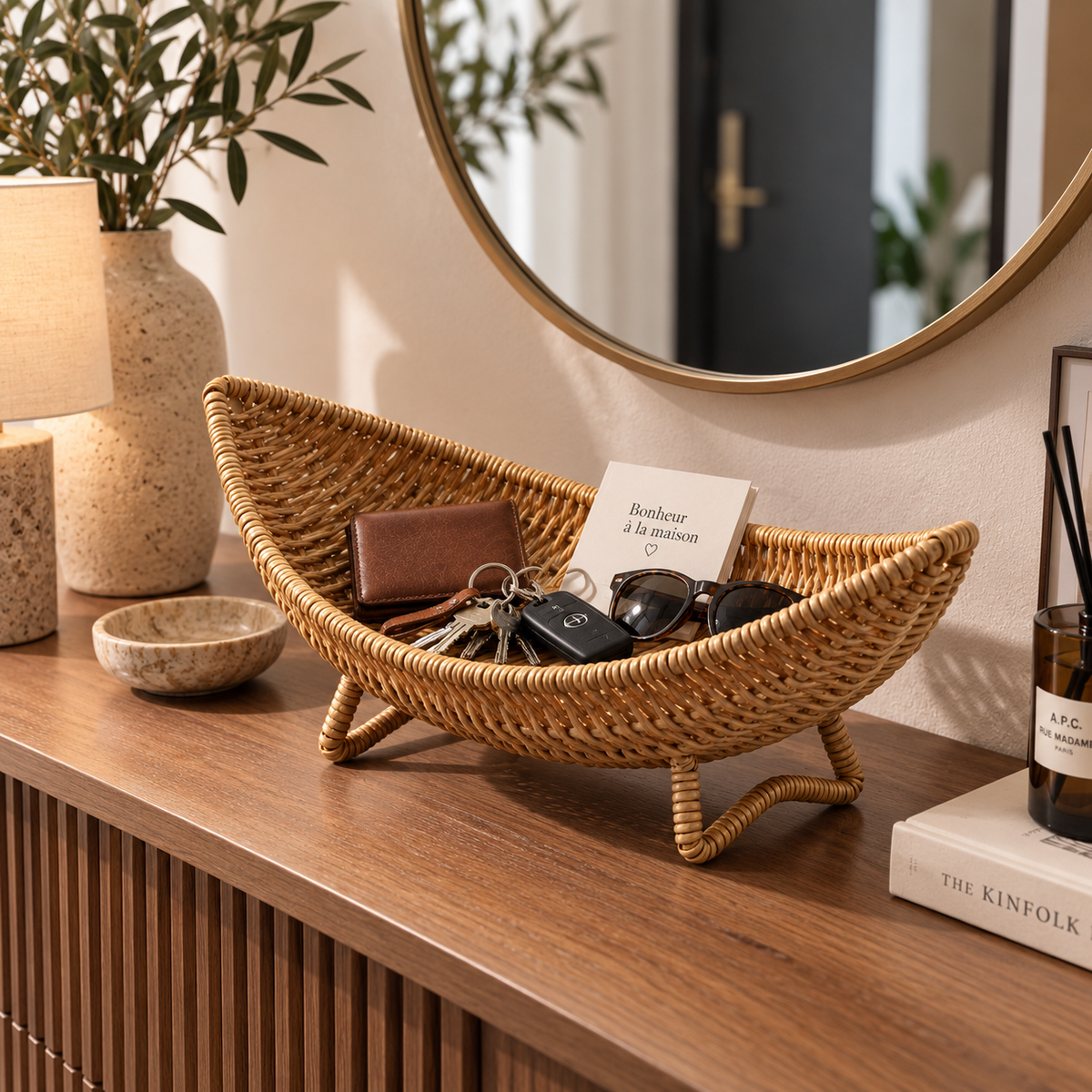 Panier de rangement en osier sur-pieds – vue 6