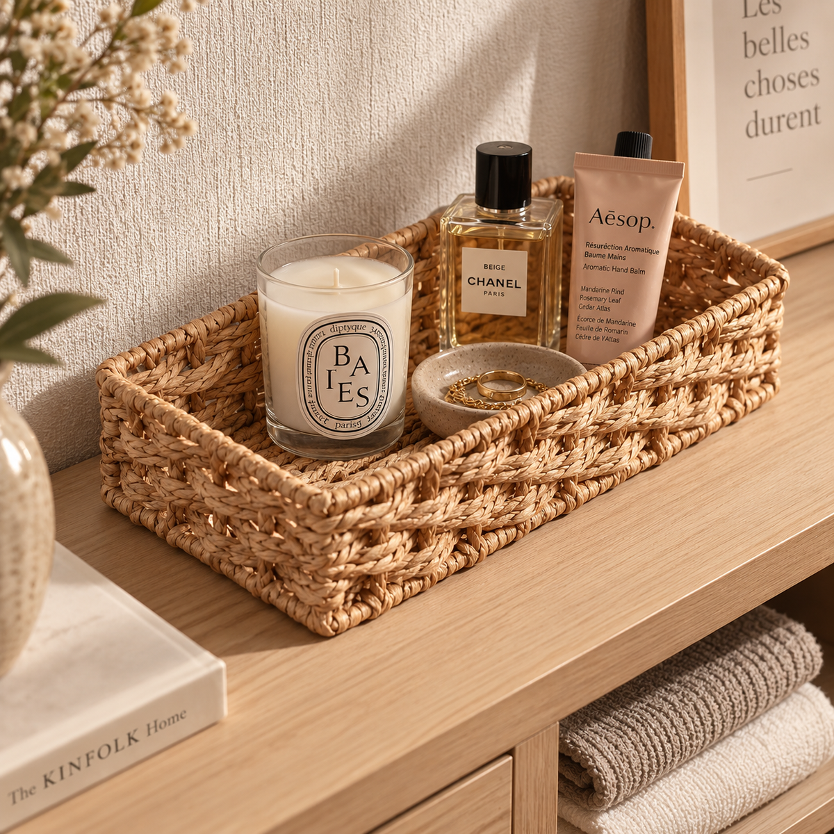 Panier de rangement en osier/papier tressé – vue 5