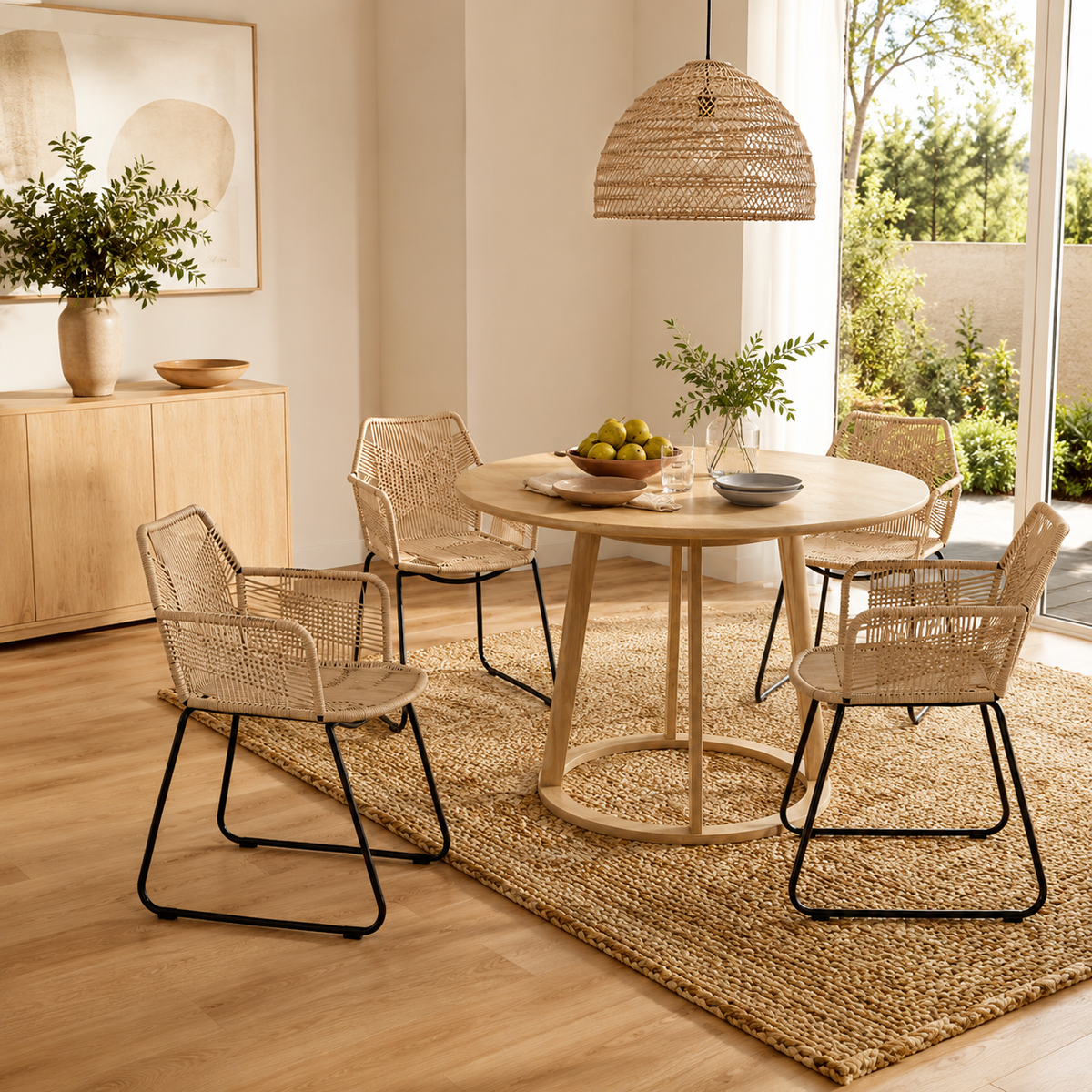 Lot de 2 chaises d'intérieur en osier style bohème