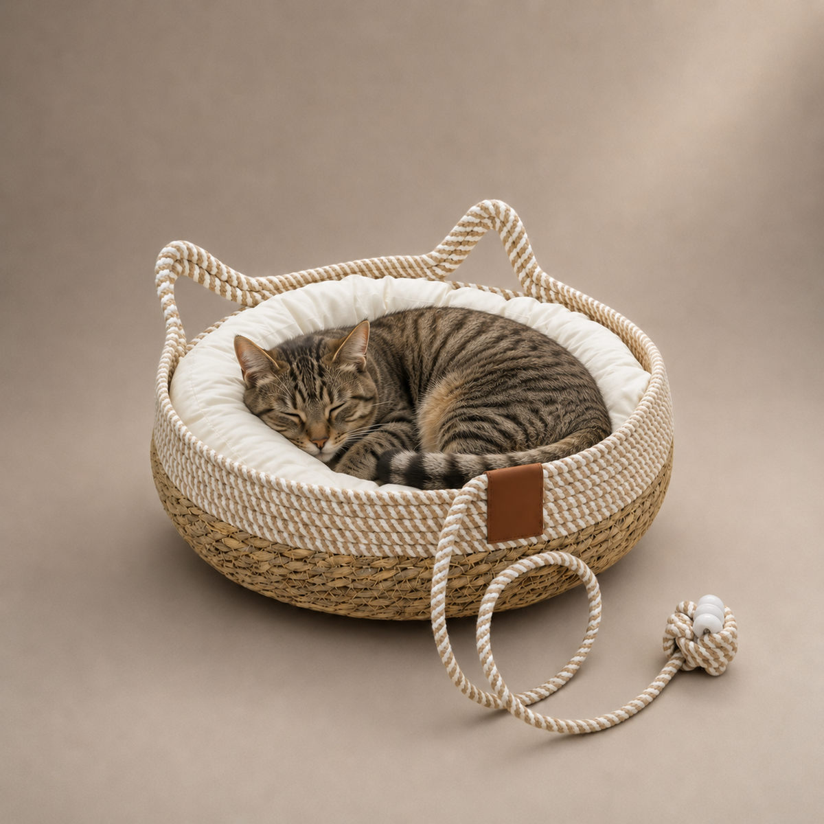 Panier pour chat en osier style oreille de chat