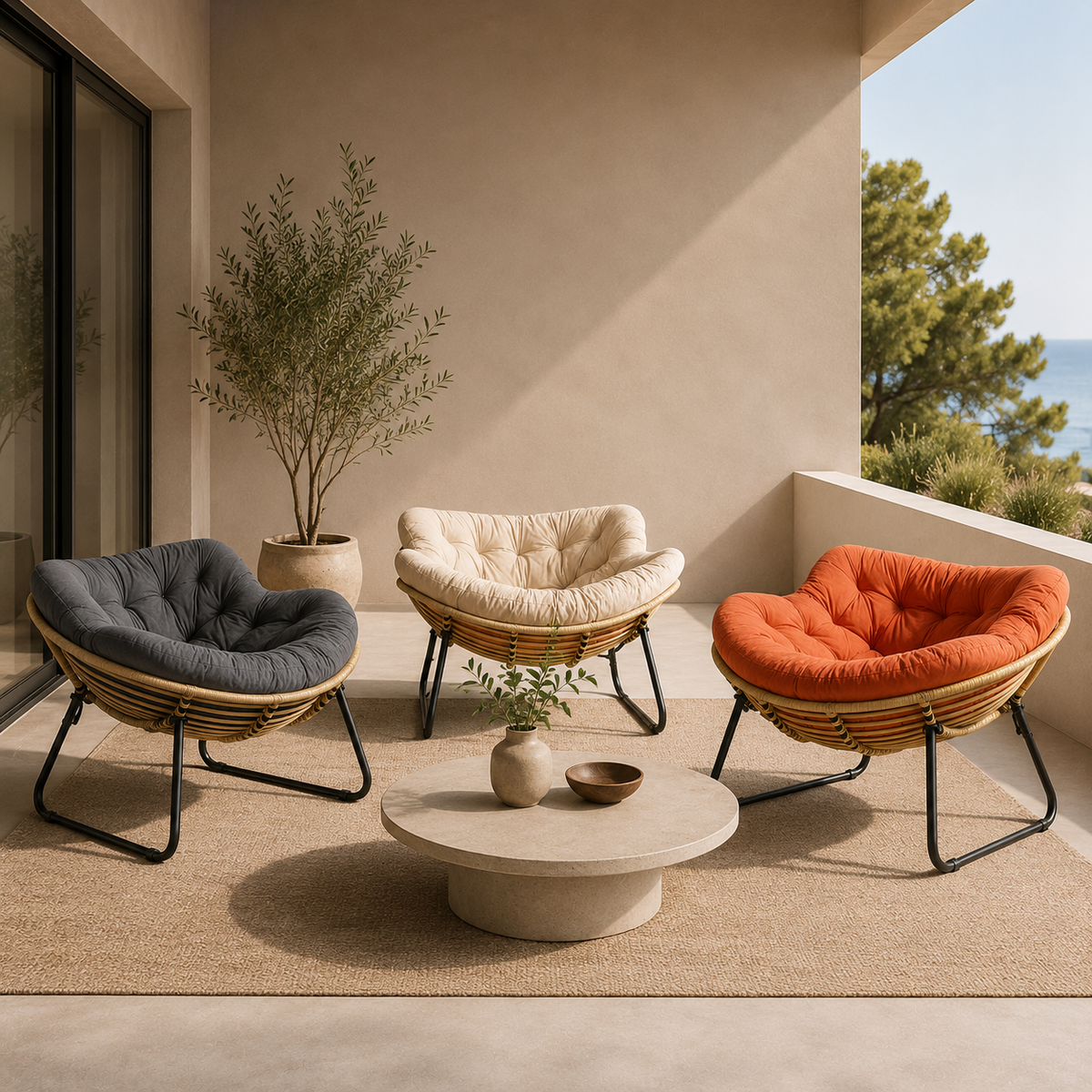 Chaise longue d'extérieur en osier toutes saisons