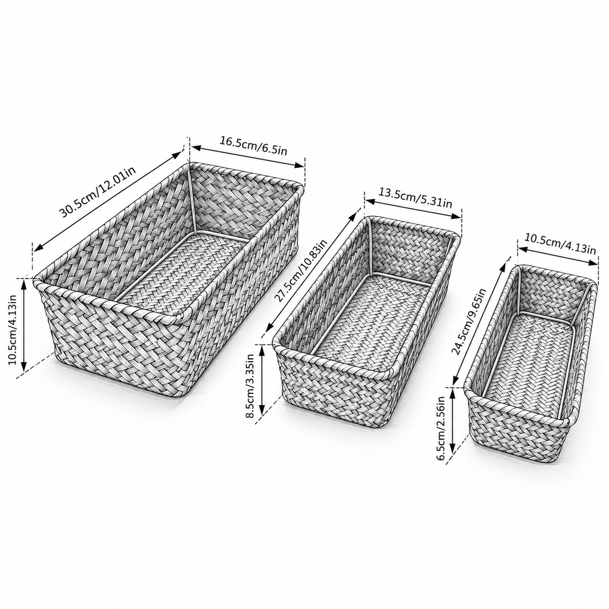 Panier de rangement rectangulaire en osier tressé – vue 9