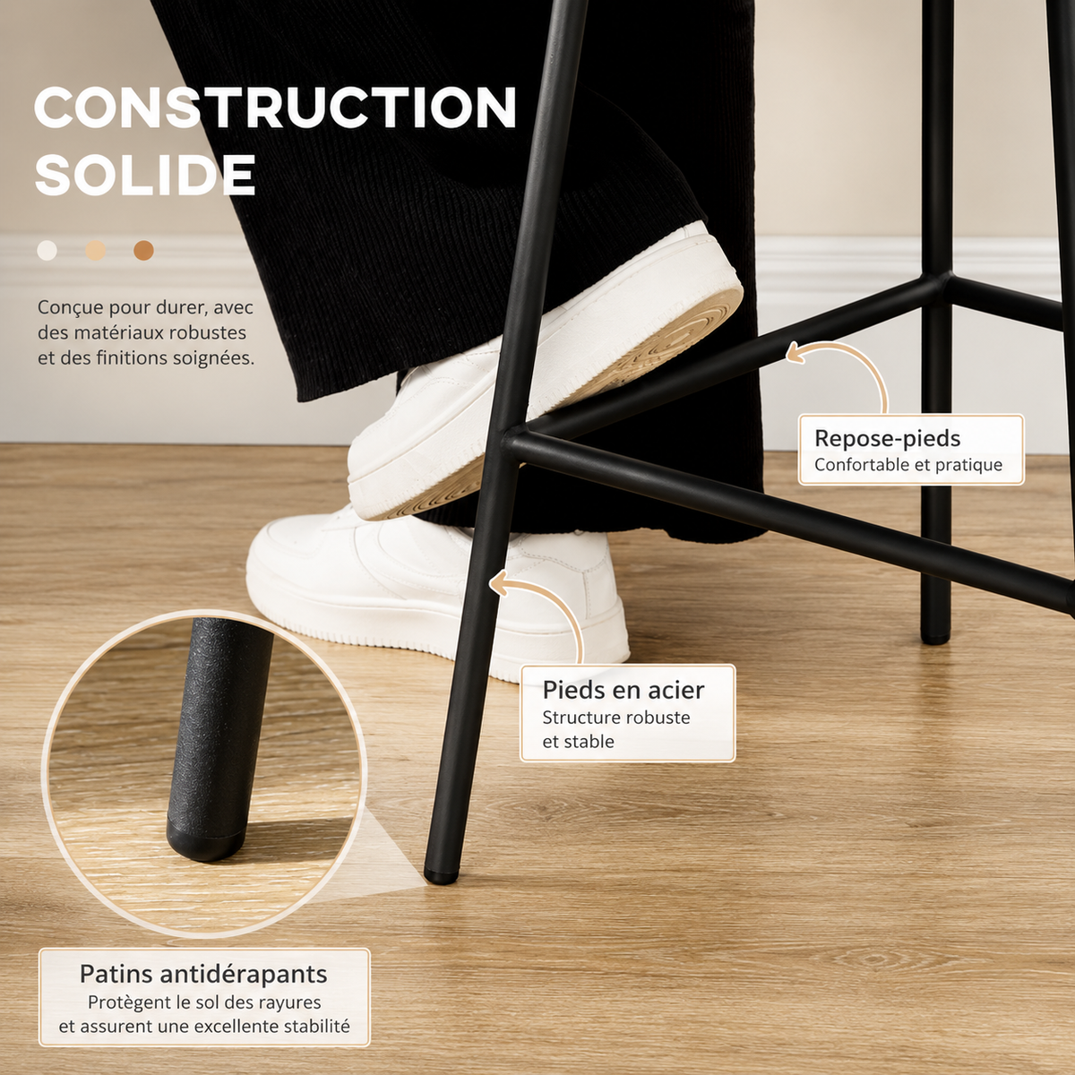 Lot de 2 tabourets de bar en osier bohème