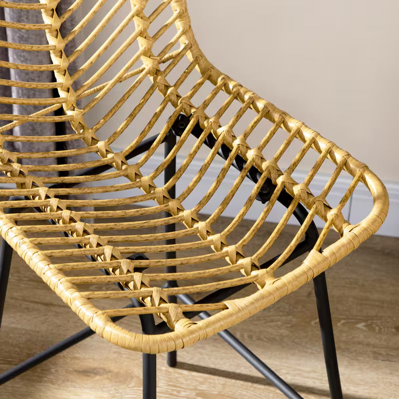 Lot de 2 tabourets de bar en osier bohème
