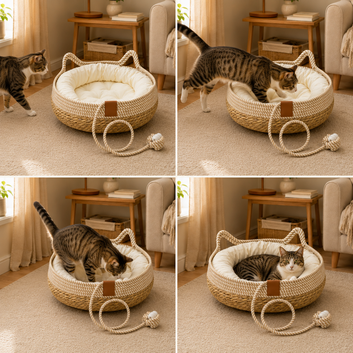 Panier pour chat en osier style oreille de chat