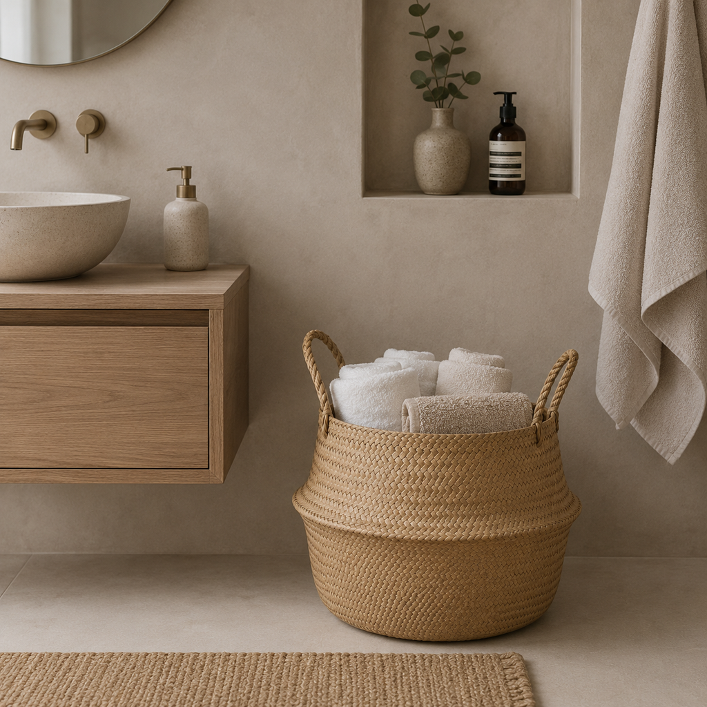 Panier à linge en osier seagrass