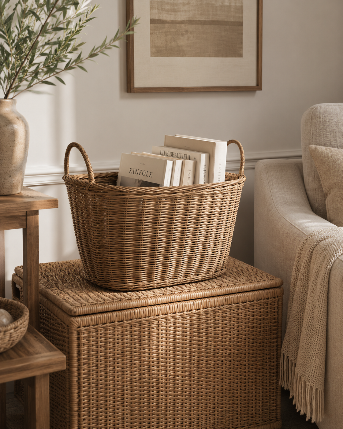 Panier à linge en osier ovale