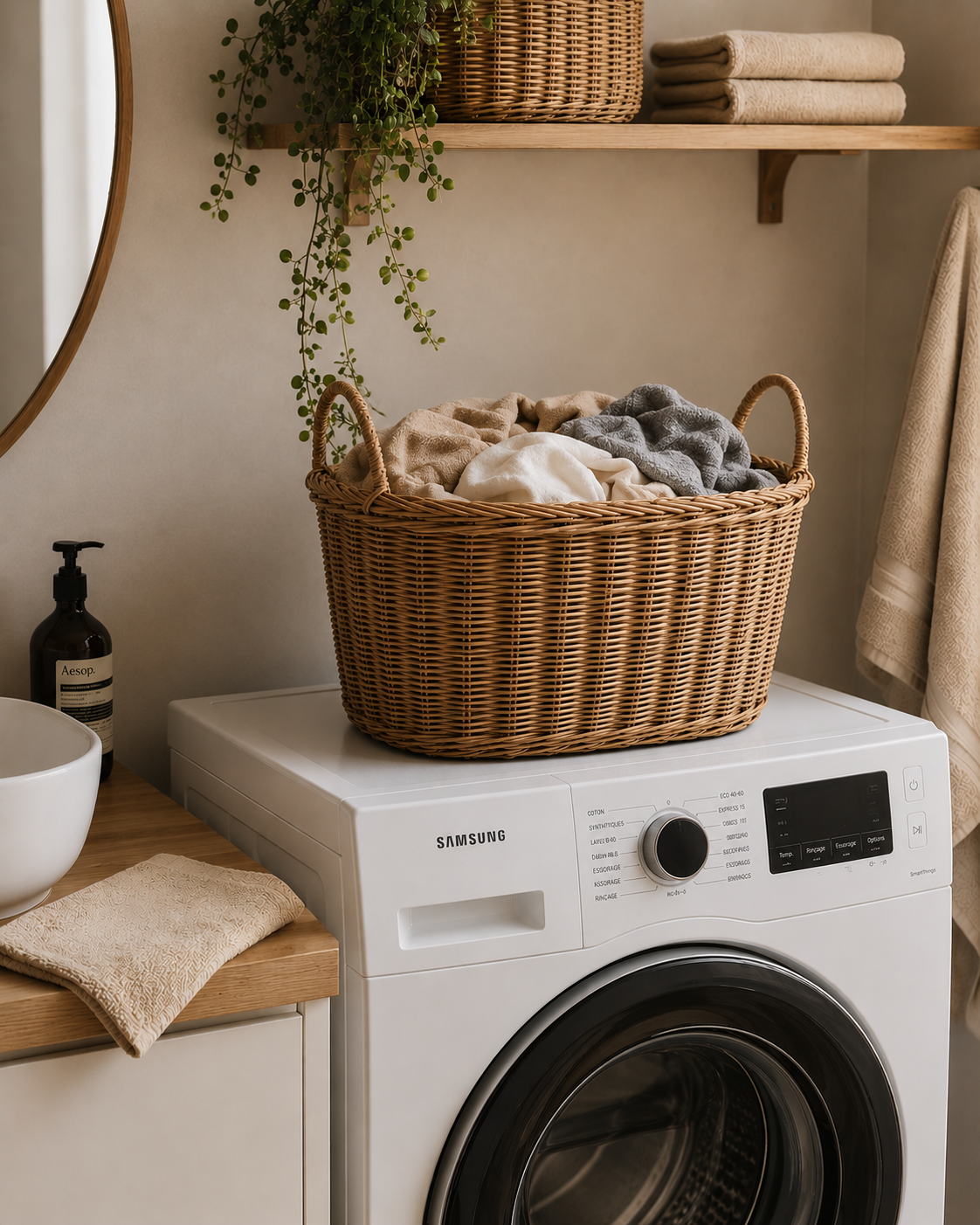 Panier à linge en osier ovale