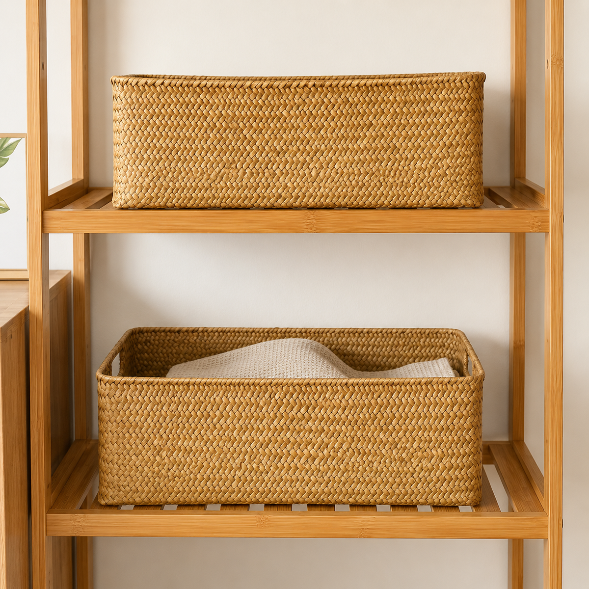 Panier  rangement en osier réctangulaire