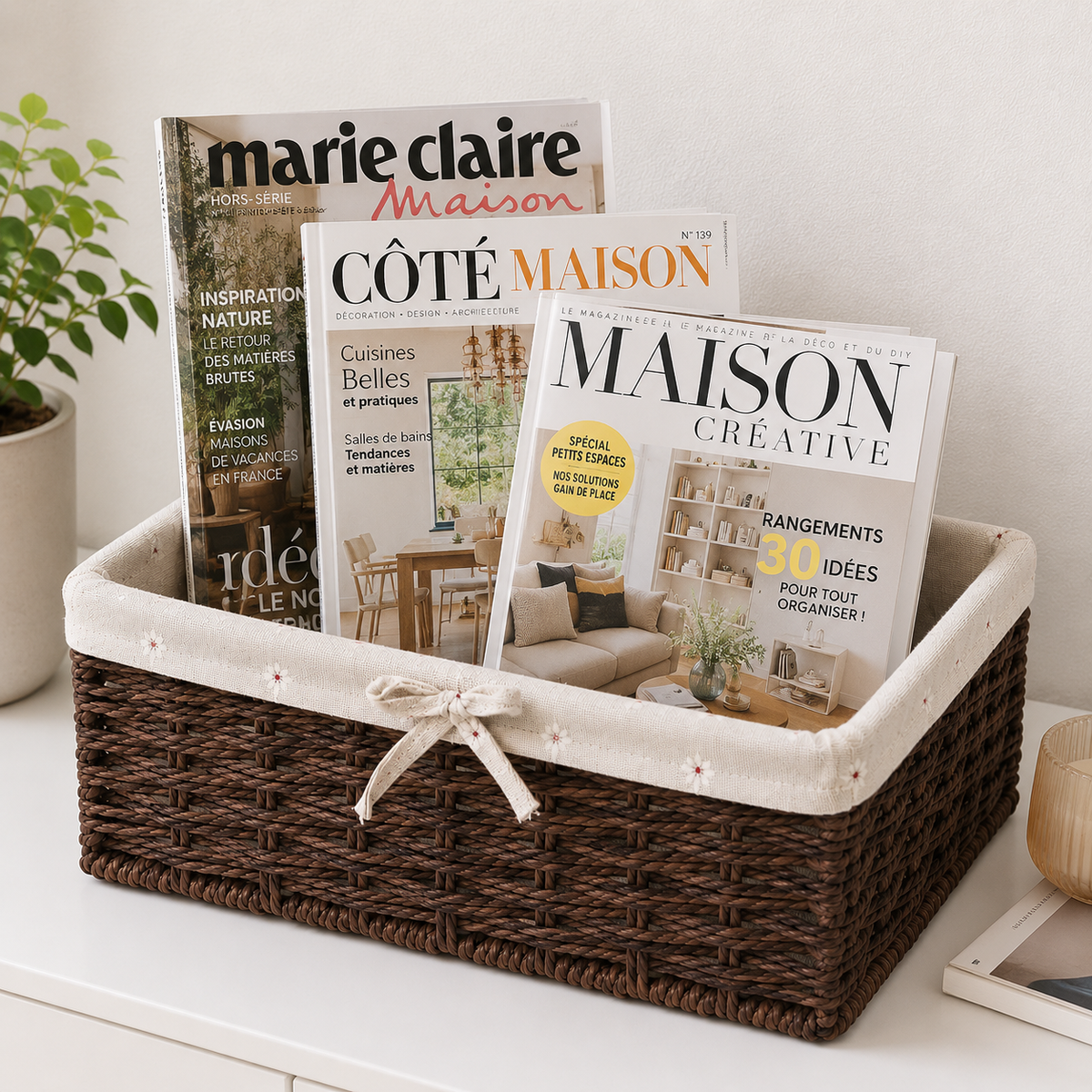 Panier rangement en osier coton bio