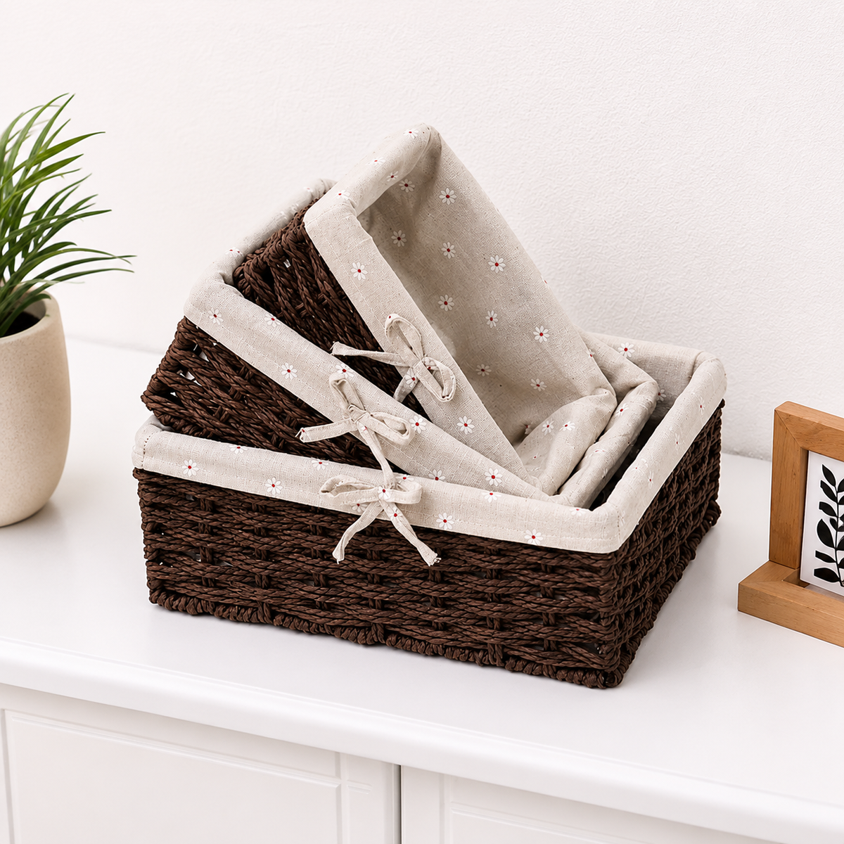 Panier rangement en osier coton bio