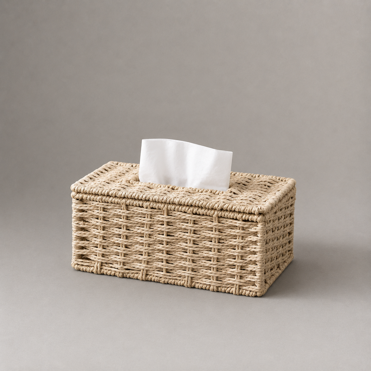 Boîte à mouchoir en osier naturel