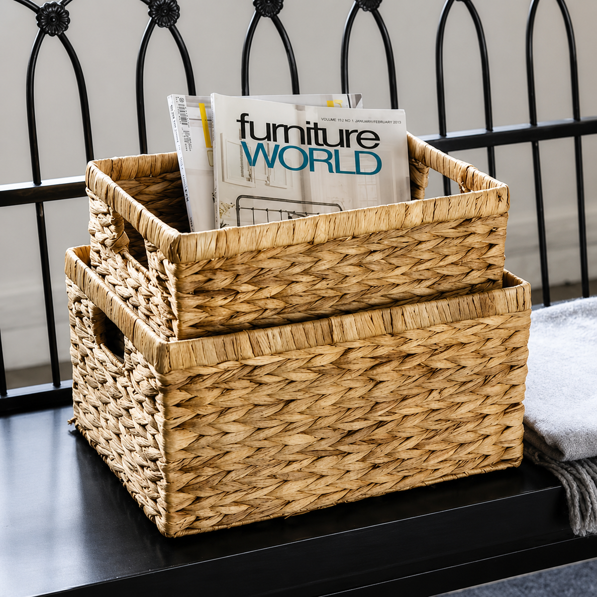 Lot de 3 paniers rangement en osier tissé