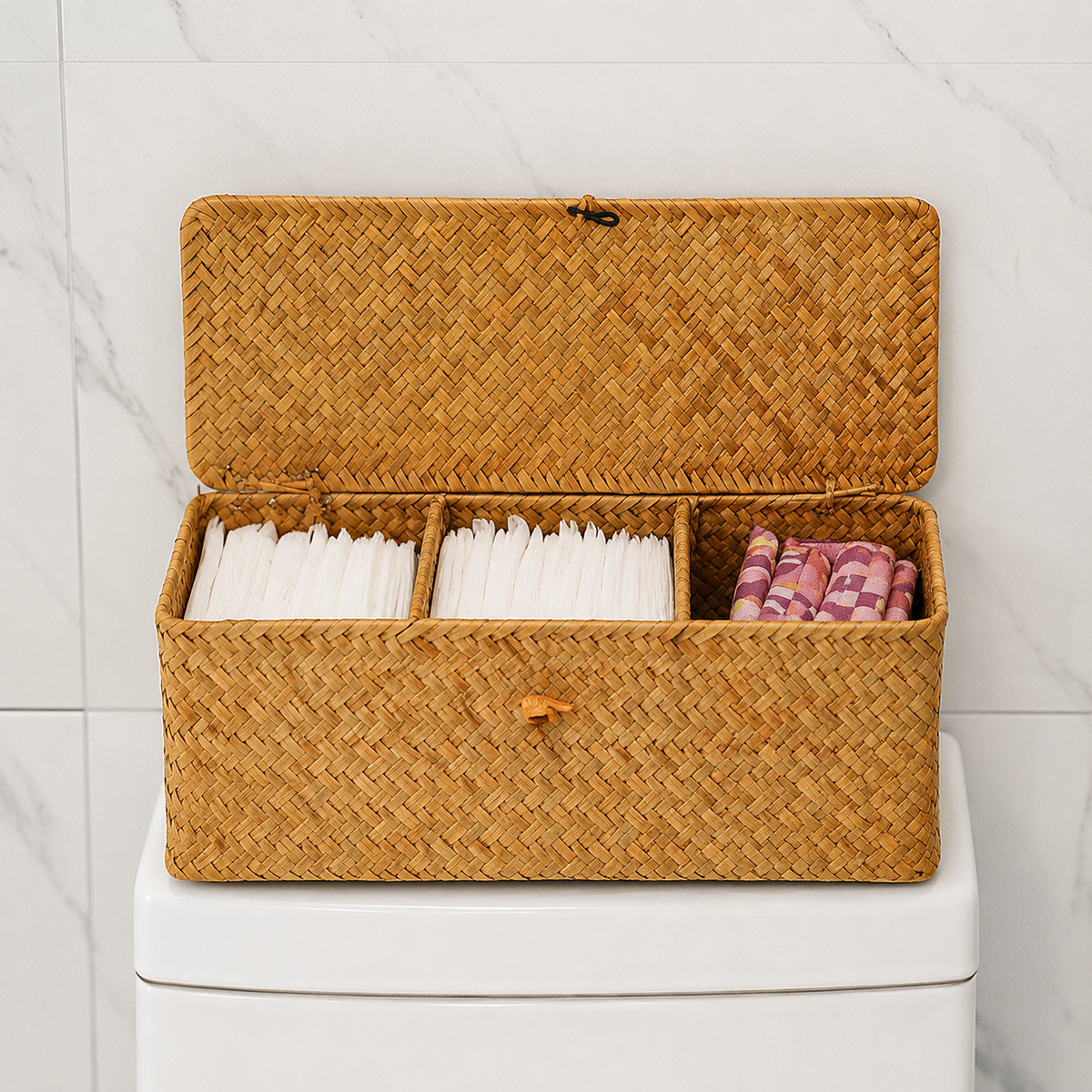 Panier rangement en osier avec compartiment