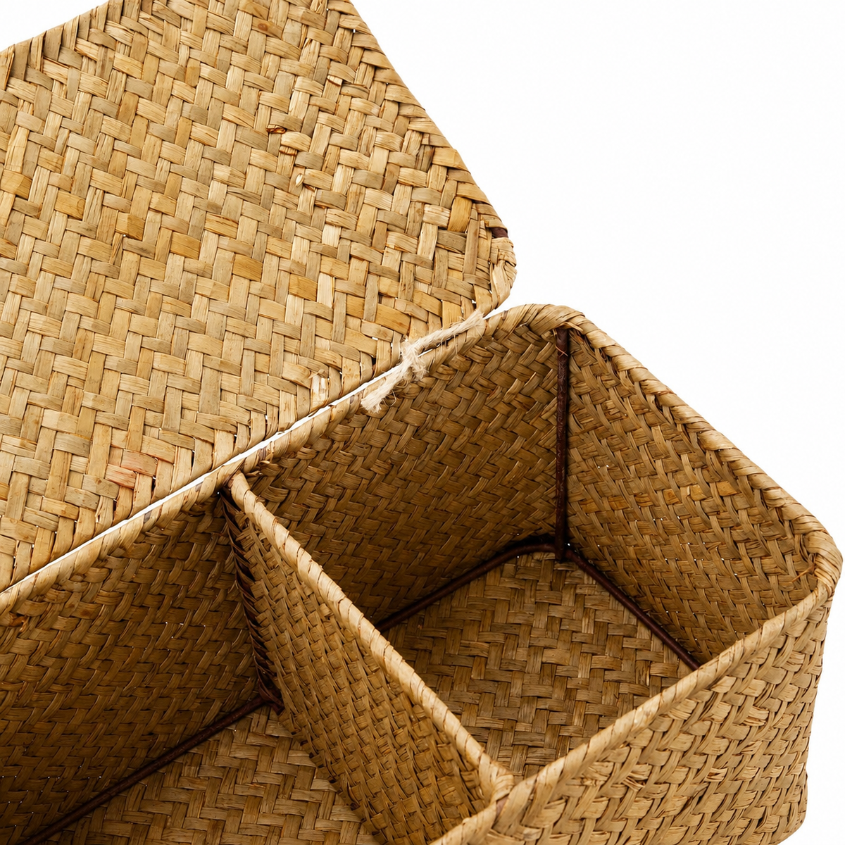 Panier rangement en osier avec compartiment