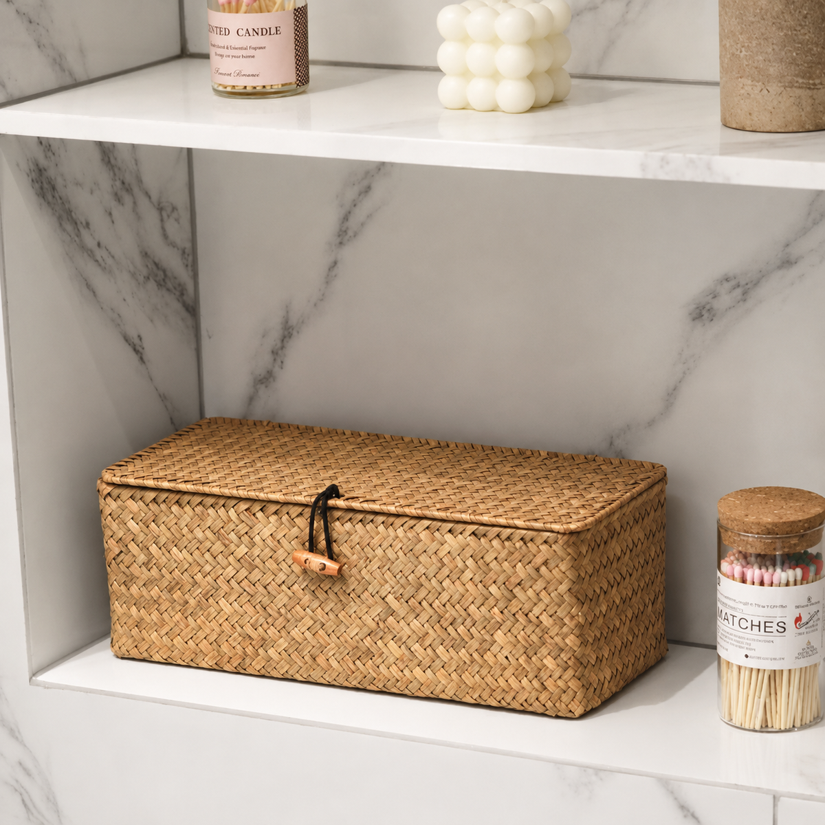 Panier rangement en osier avec compartiment