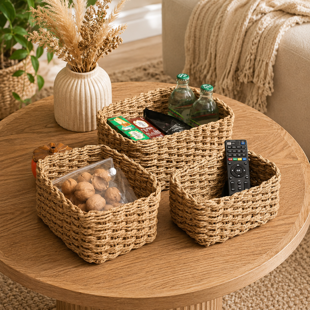 Lot de 3 panier rangement en osier