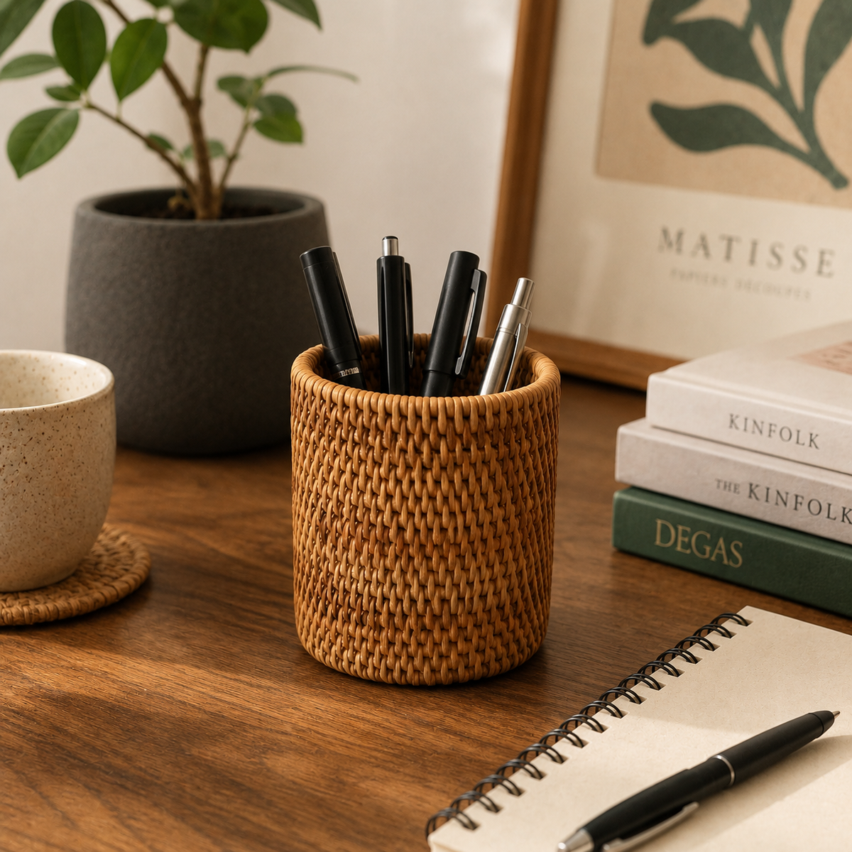 Panier rangement en osier style pot