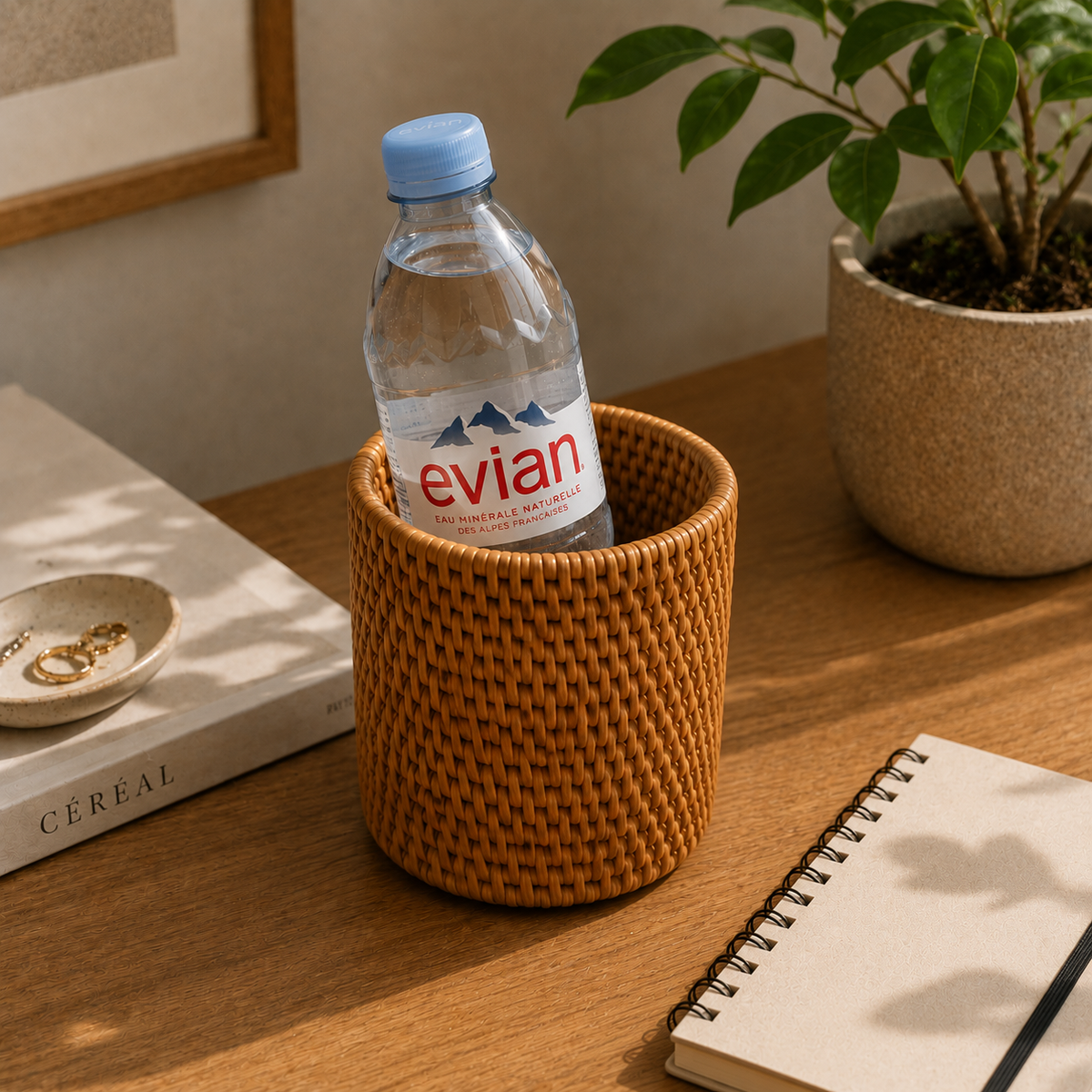 Panier rangement en osier style pot
