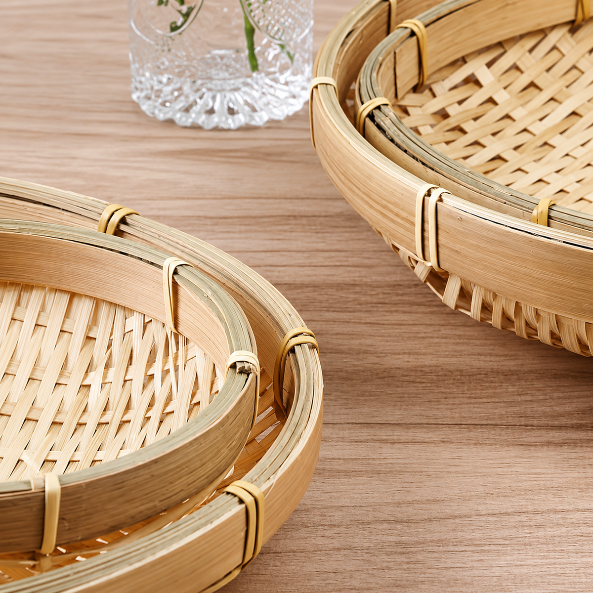 Lot de 5 panier rangement en osier et bambou