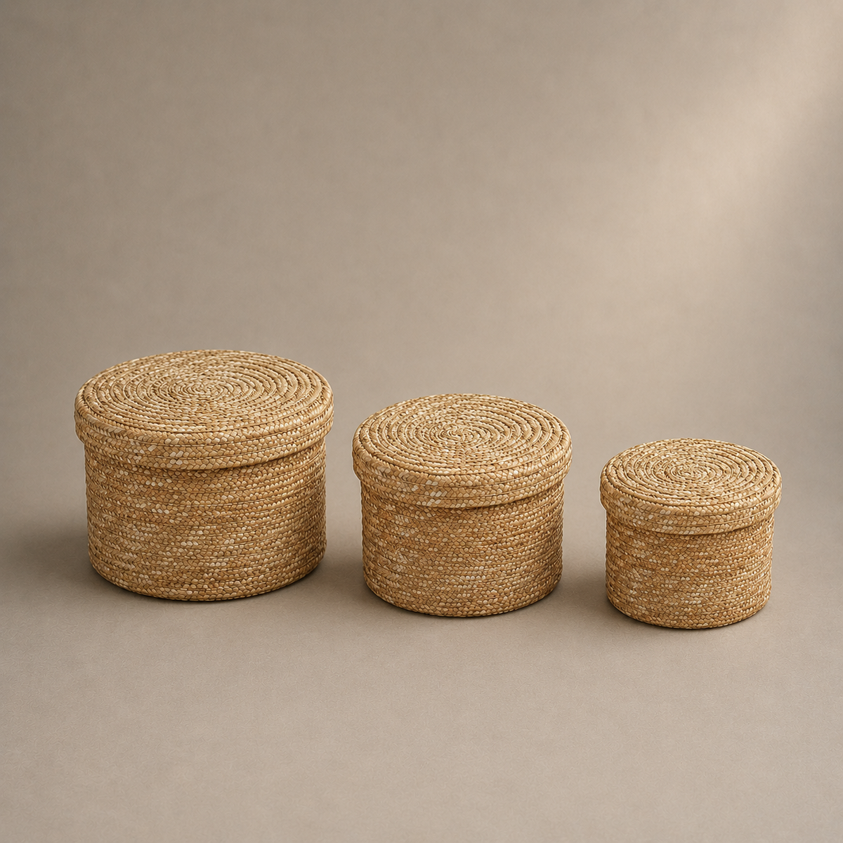 Lot de 3 panier rangement en osier avec couvercle
