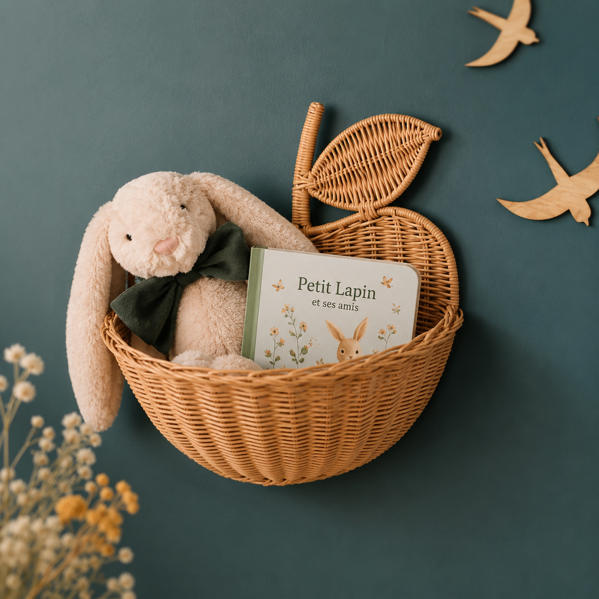 Panier en osier pomme bébé