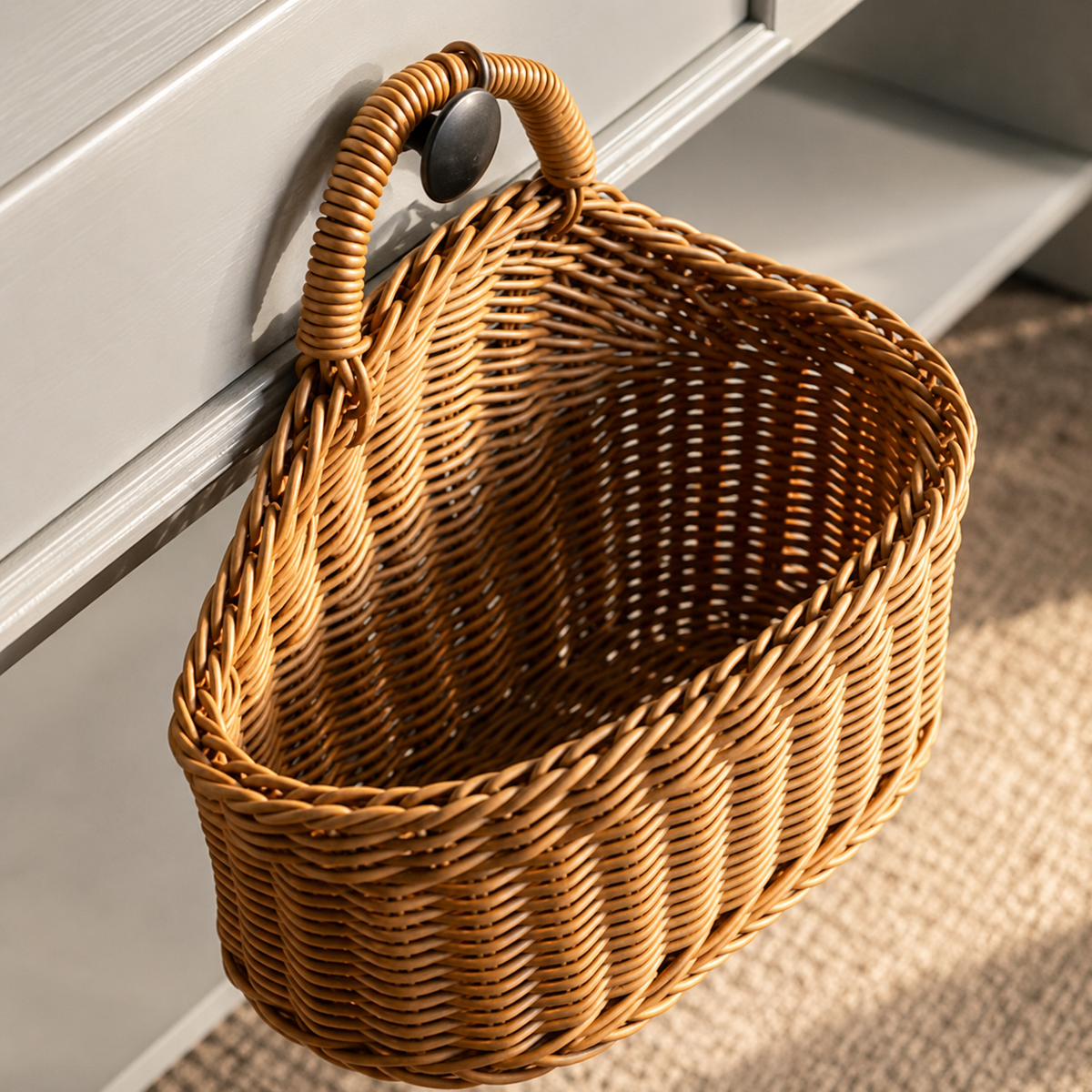 Panier rangement en osier mural