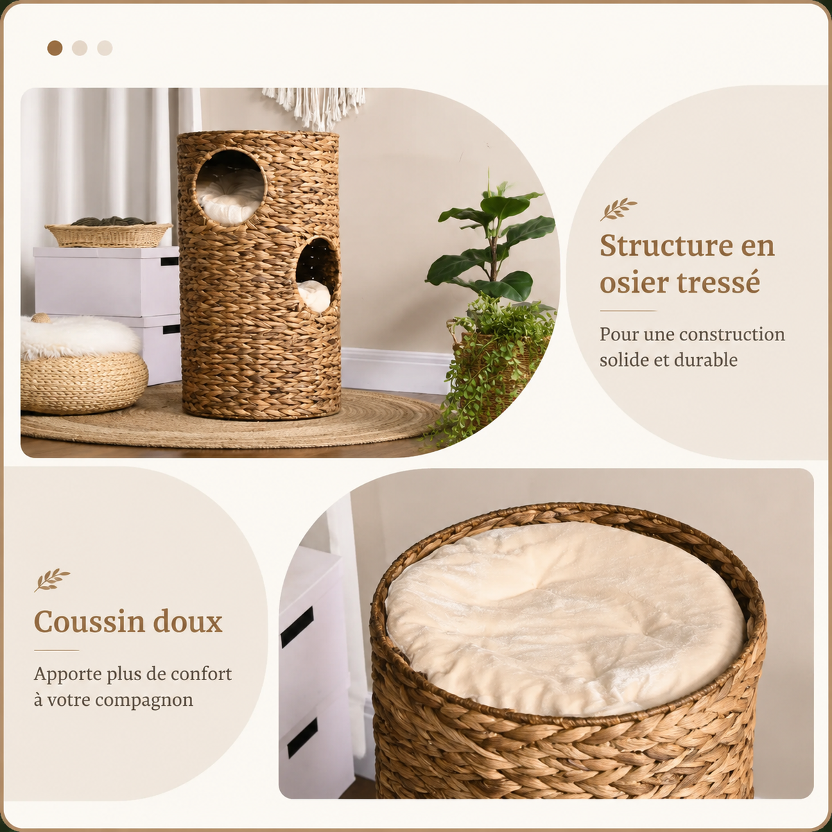 Tour pour chat en osier seagrass