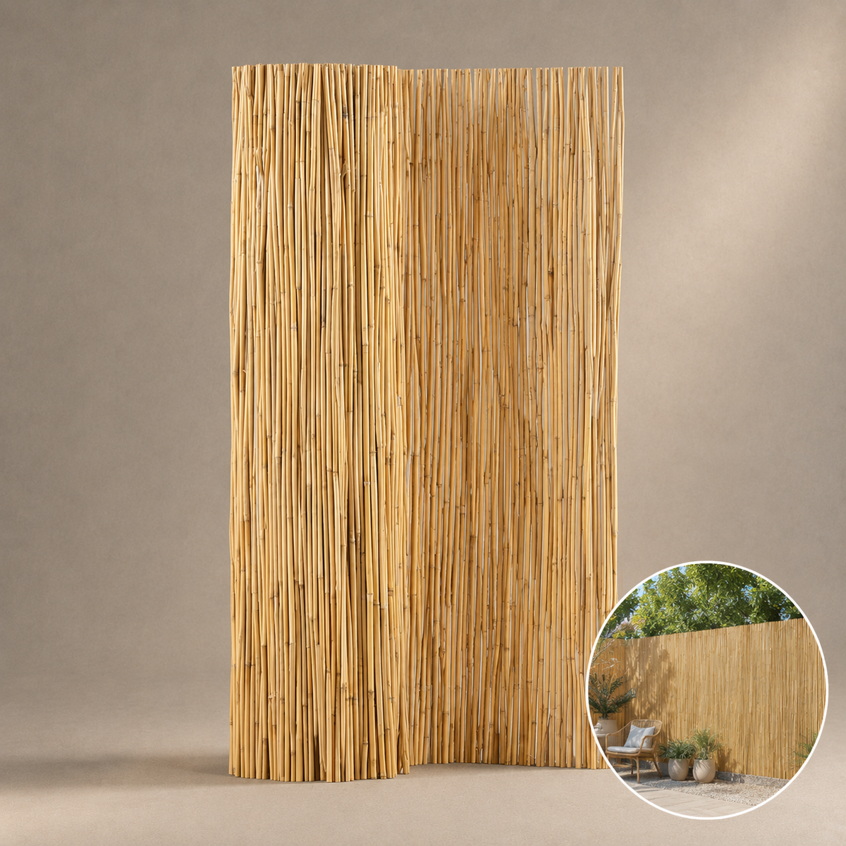 Canisse en osier naturelle H.90cm x L.3m pour Balcon, Cloture, Terrasse, Pergolas